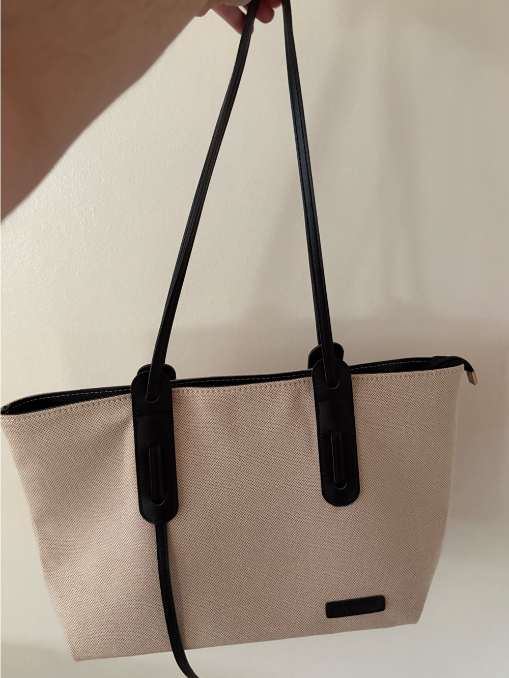 Cream Canvas Tote with Black Trim
